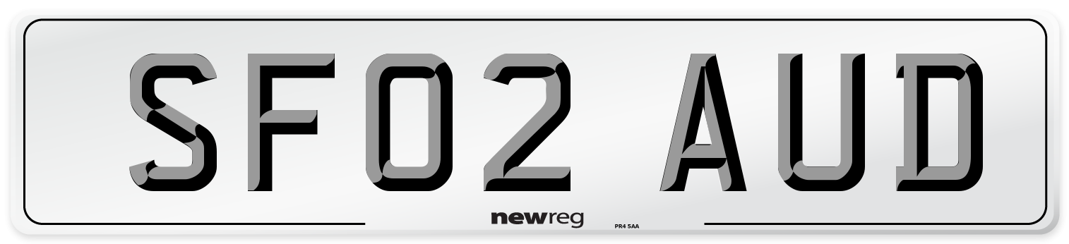SF02 AUD Number Plate from New Reg